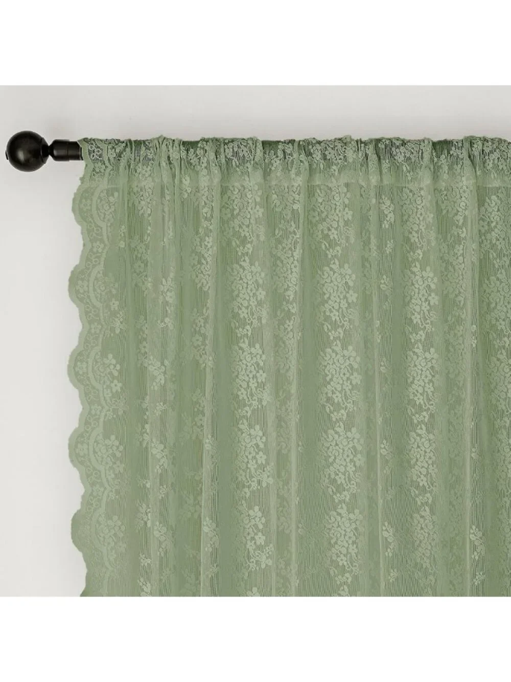 Vintage Sage Green Lace Curtains - 84